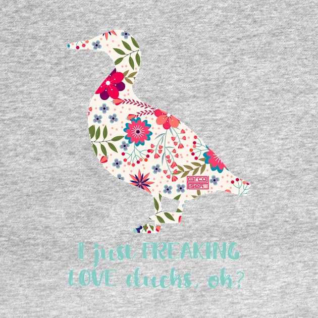 Pale Floral Freaking Love DUCKS Duck Duckling Animal by porcodiseno